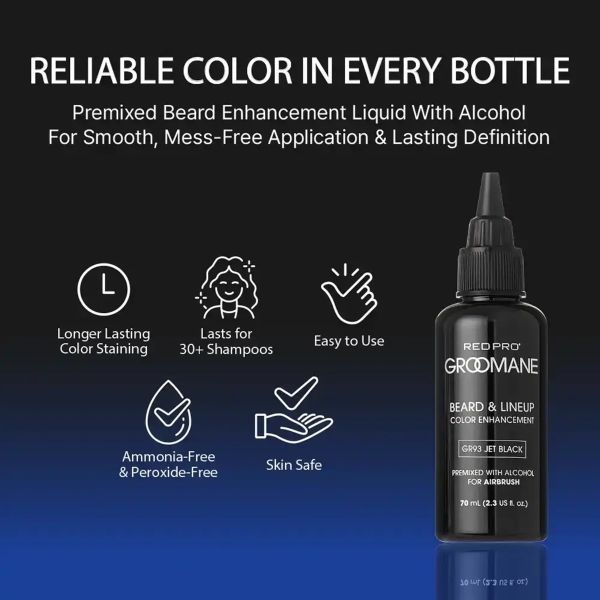 Red Pro GROOMANE #GR94 Beard & Lined Color Enhancement - Premixed for Airbrush Use 2.3 oz (Black