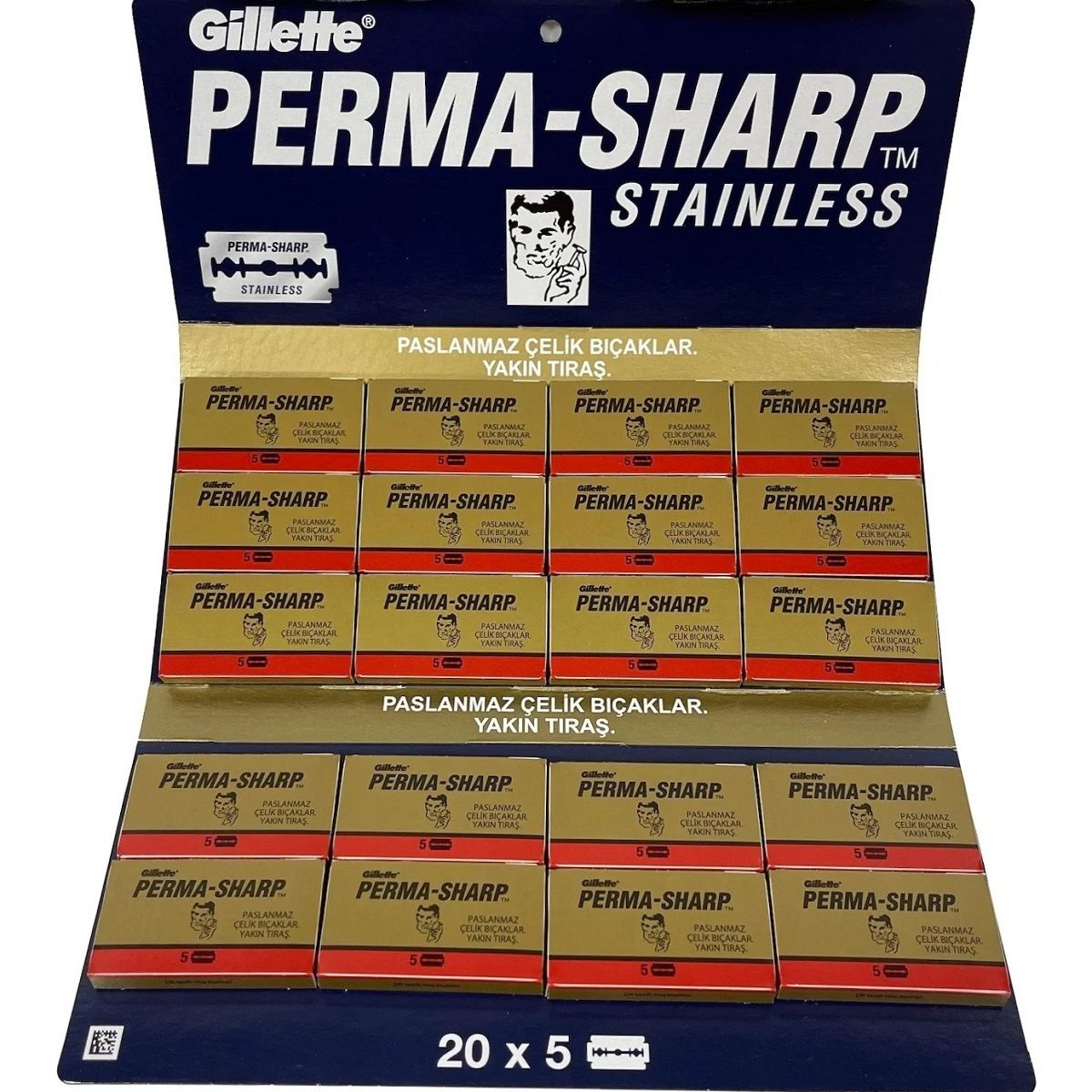 Perma-Sharp Stainless Double Edge Blades - 100 Blades