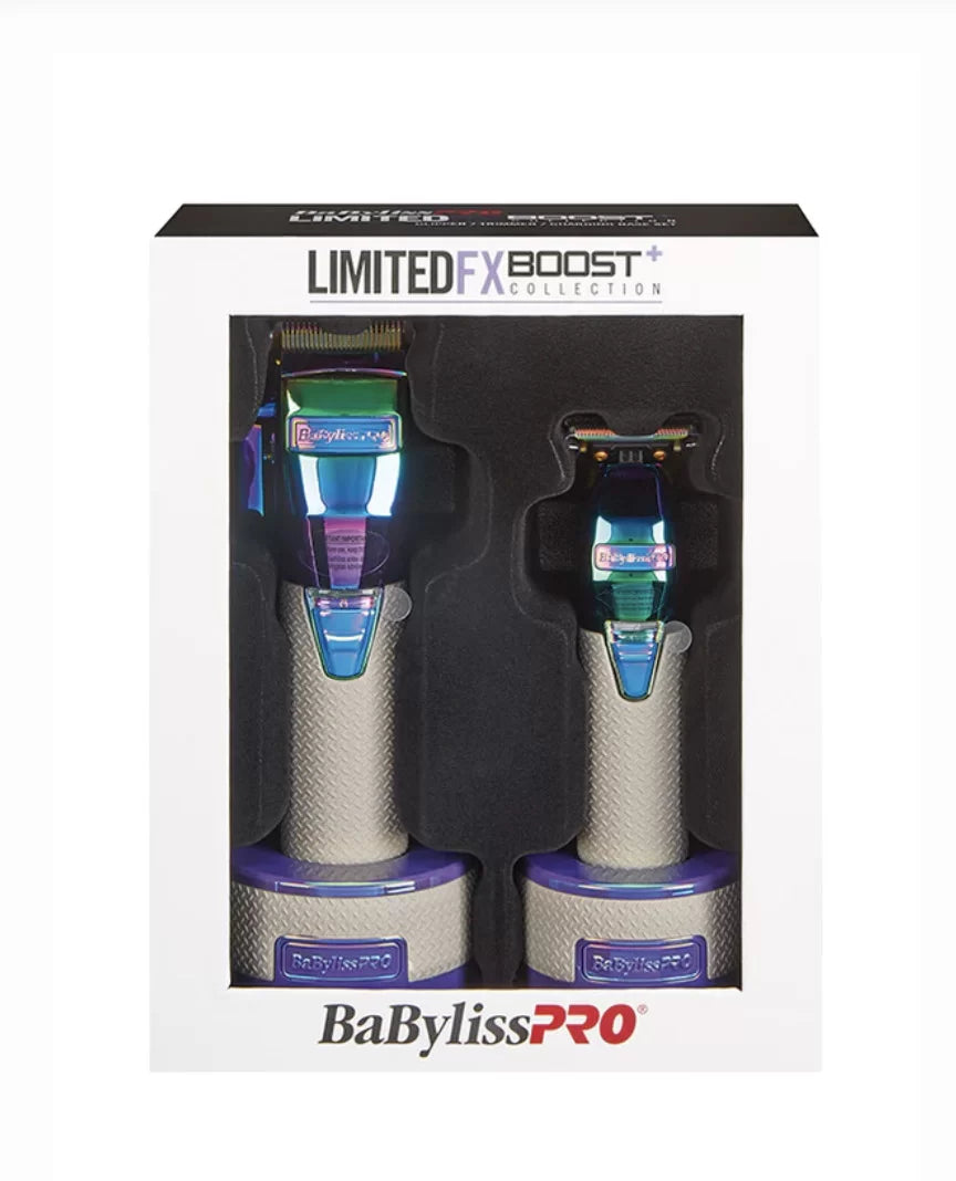 BaByliss Pro LimitedFX Boost+ Collection with Clipper, Trimmer & Charging Base Set - Iridescent #FXHOLPKCTB-I