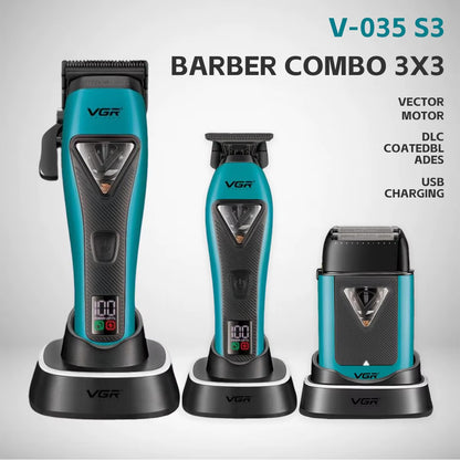 VGR V-035 S3 PROFESSIONAL 3-IN-1 BARBER COMBO KIT