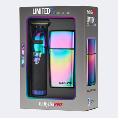 BaBylissPRO LimitedFX Iridescent Trimmer and Double-Foil Shaver Gift Set Item No. FXDUOFS2TRB