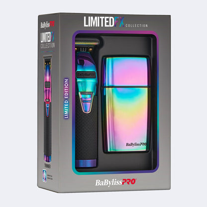 BaBylissPRO LimitedFX Iridescent Trimmer and Double-Foil Shaver Gift Set Item No. FXDUOFS2TRB