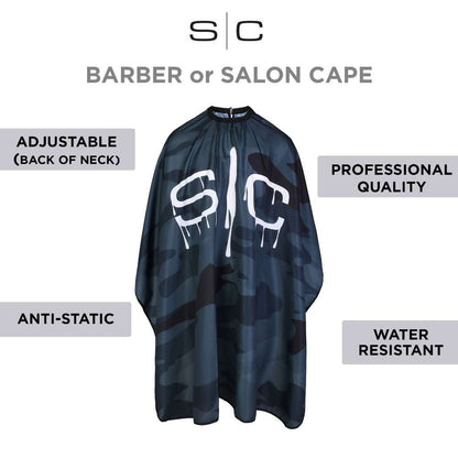 STYLECRAFT BLACK CAMO BARBER & STYLIST CAPE #SC324B