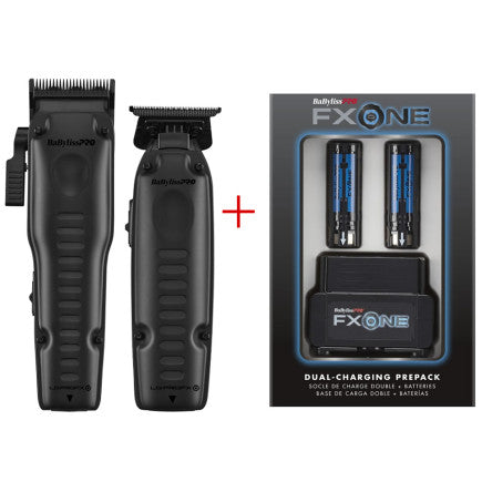 #FX829/729MBLT FXONE Lo-Pro Clipper/Trimmer Combo (Matte Black) w/ Free Dual Charger+Batteries