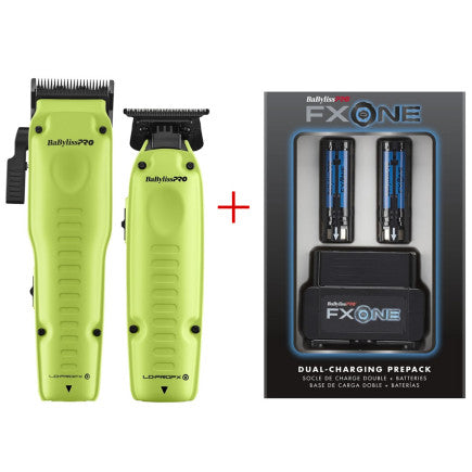 #FX829/729NYLT FXONE Lo-Pro Clipper/Trimmer Combo (Neon) w/ Free Dual Charger+Batteries