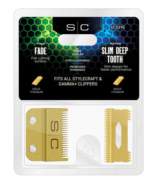 StyleCraft S|C REPLACEMENT FIXED GOLD TITANIUM FADE CLIPPER BLADE #SC521G