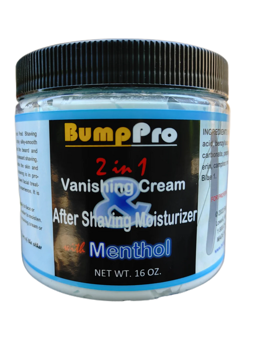 BumpPro 2IN1 VANISHING CREAM AND MOISTURIZER WITH MENTHOL -- 16 OZ.