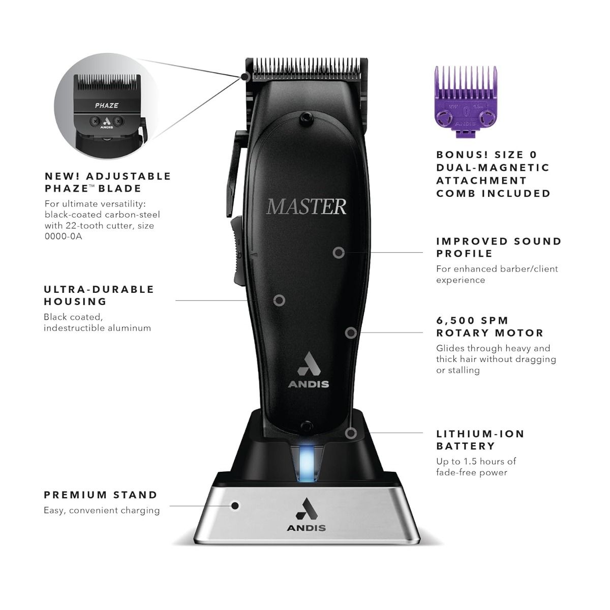 Andis Black Label Master Cordless Phaze Blade Special Edition Li Clipper #561895