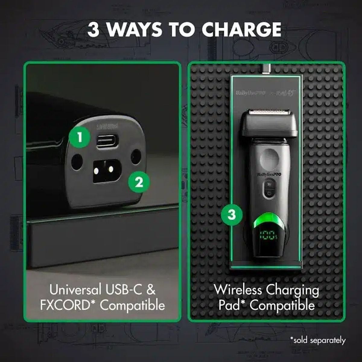 BaByliss Pro X Tomb45 Wireless Charging Double-Foil Shaver #FXT45FS