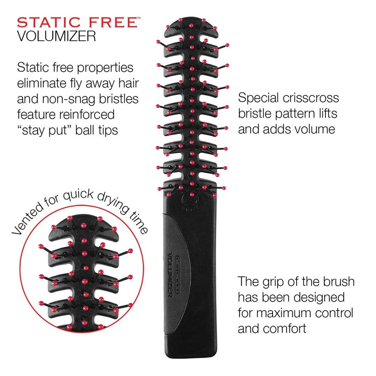 Cricket Static Free Volumizer Black Brush