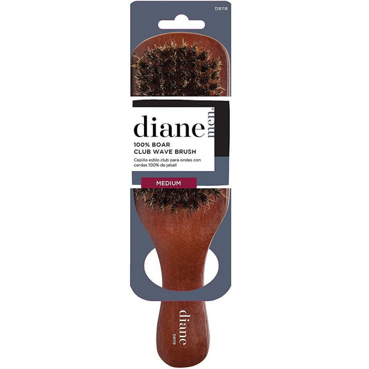 Diane Premium 100% Boar Club Wave Brush - Medium Bristles #D8118