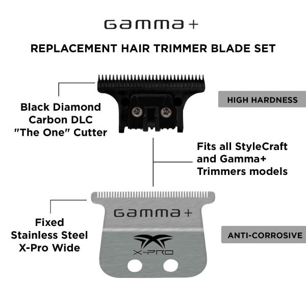 Gamma+ Fixed X-Pro Wide Stainless Steel Trimmer Blade with DLC Cutter #GP528SB