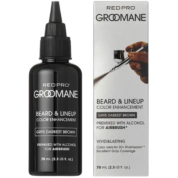 Red Pro GROOMANE #GR95 Beard & Lined Color Enhancement - Premixed for Airbrush Use 2.3 oz (Darkest Brown