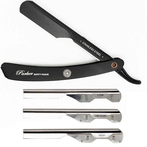 Parker Professional Barber Razor with 3 Inserts #PTABK – Barbersmania
