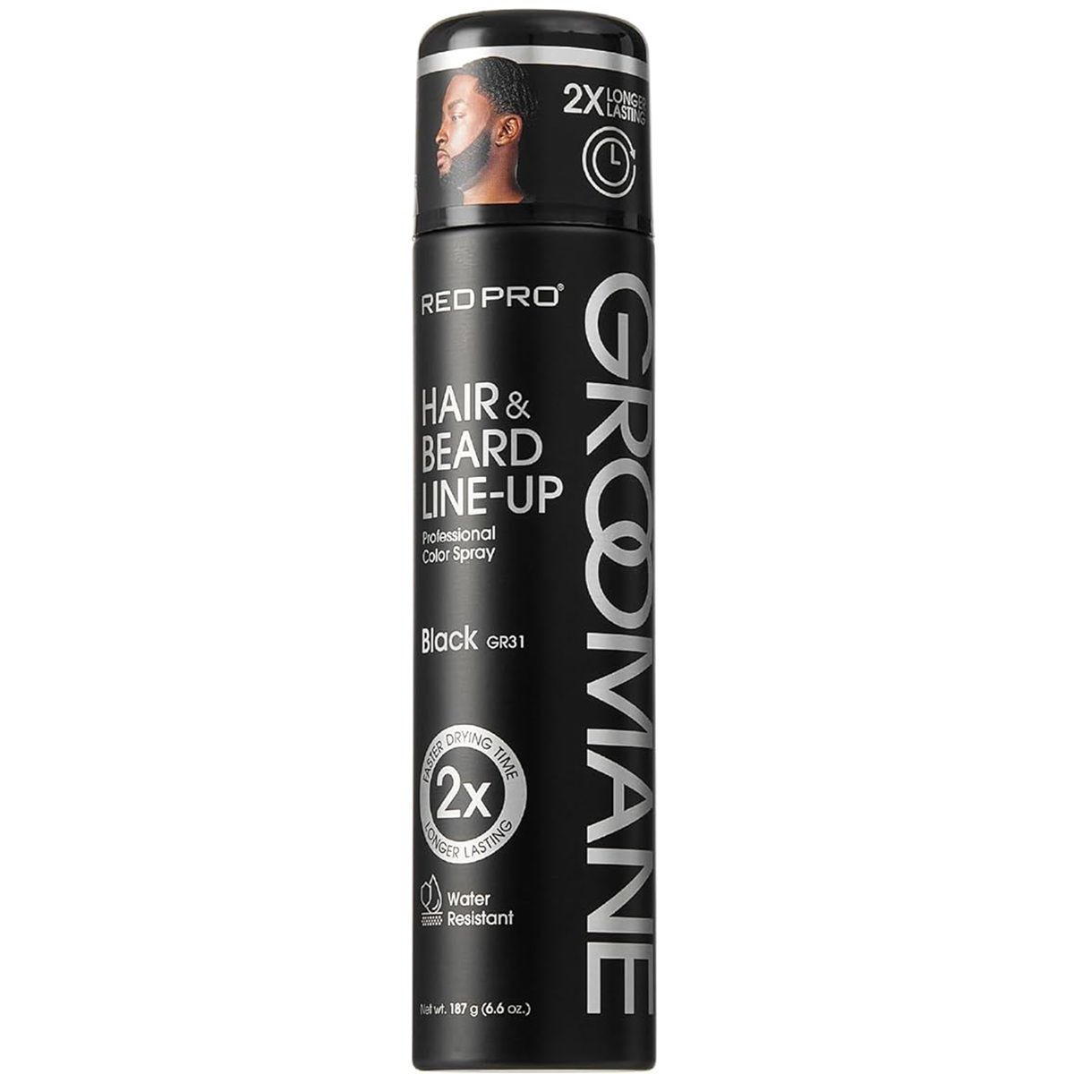 Red Pro GROOMANE Hair & Beard Line-Up Color Spray 6.6oz (Black #GR31)