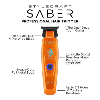 Stylecraft Pro Saber Metal Trimmer with Brushless Motor - Orange #SC421O