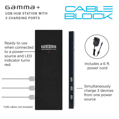 Gamma+ Cable Block USB Hub Station with 3 Charging Ports #GP304B