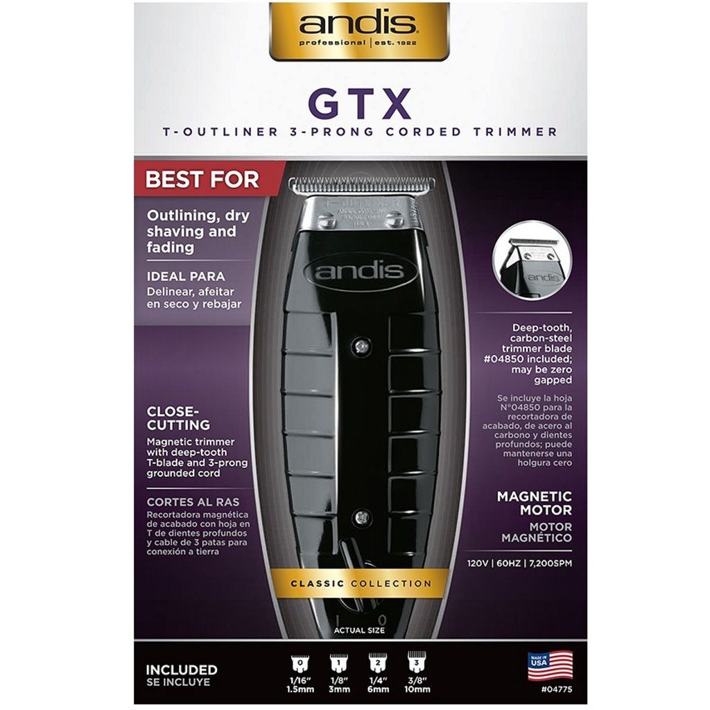 Andis GTX T-Outliner 3-Prong Corded Black Trimmer (#04775)