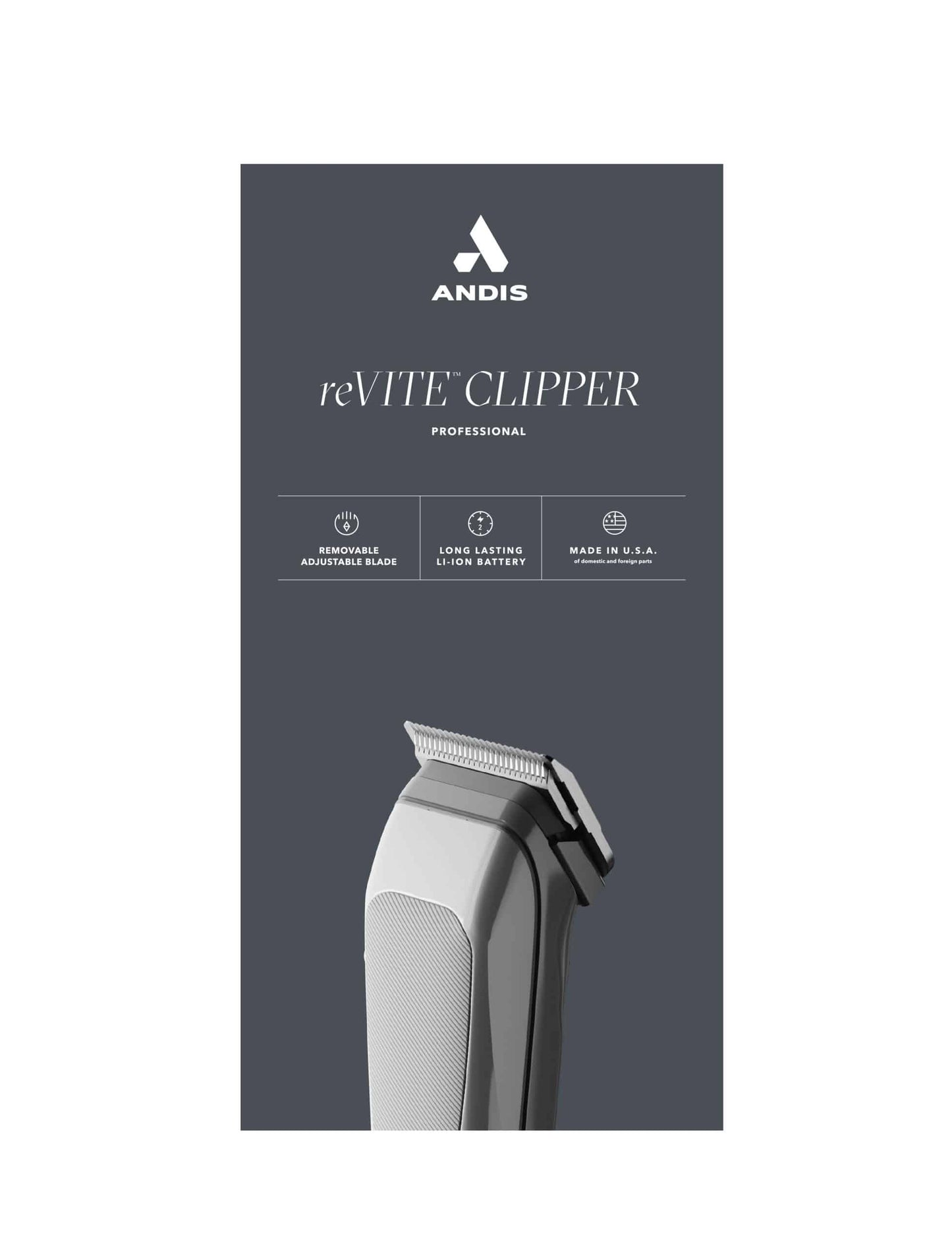 Andis reVITE Cordless Clipper Silver #86100