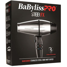 Load image into Gallery viewer, BabylissPro SteelFX Stainless Steel Dryer 2000W (#BABSS8000)
