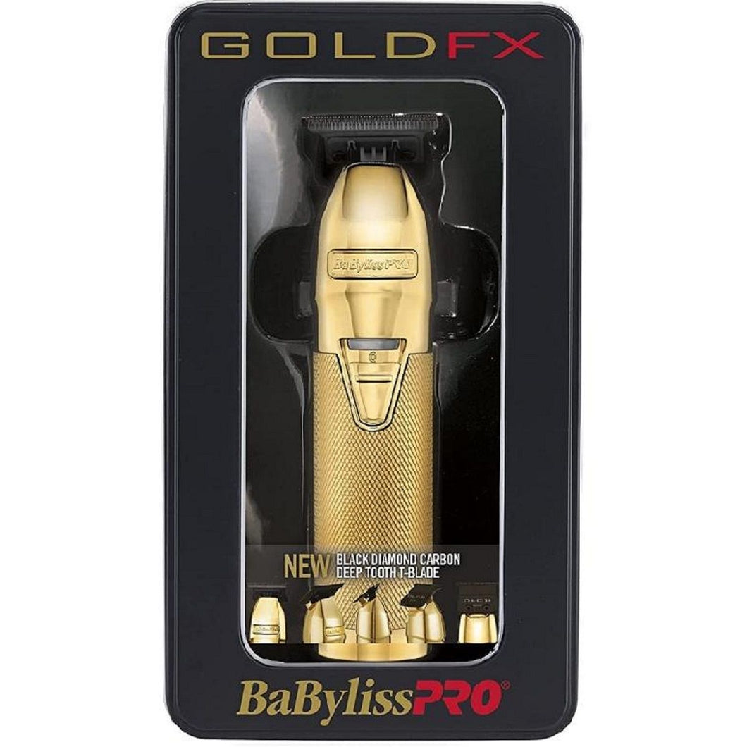BaBylissPro GOLDFX Metal Lithium Outlining Trimmer with Black Diamond Carbon Deep Tooth Blade (#FX787GDB)