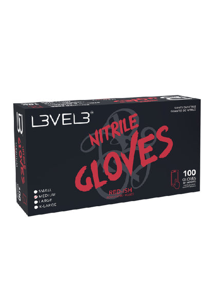 Level 3 Nitrile Gloves 100 Pcs - Red-ish