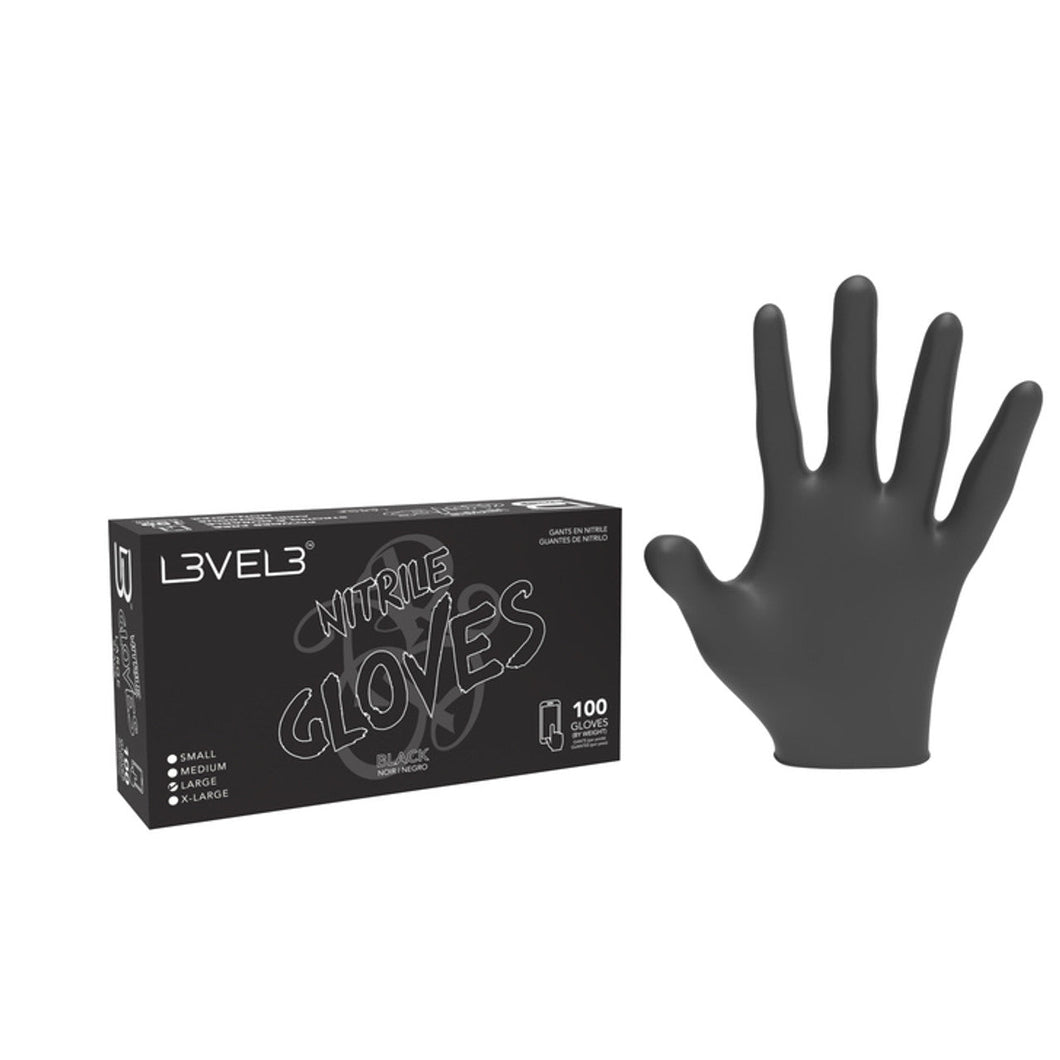Level 3 nitrile gloves (100 pack) Black