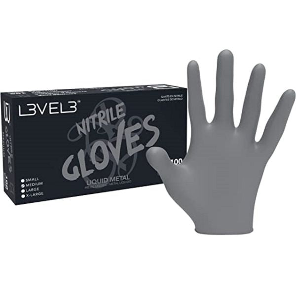 Level 3 Nitrile Gloves 100 Pcs - LIQUID METAL [S]