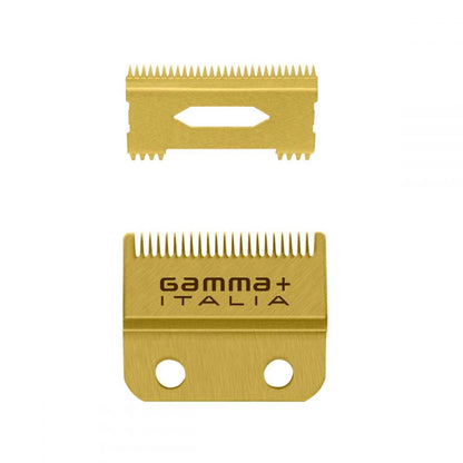 Gamma Fixed Gold fade blade with Gold moving slim deep tooth blade set