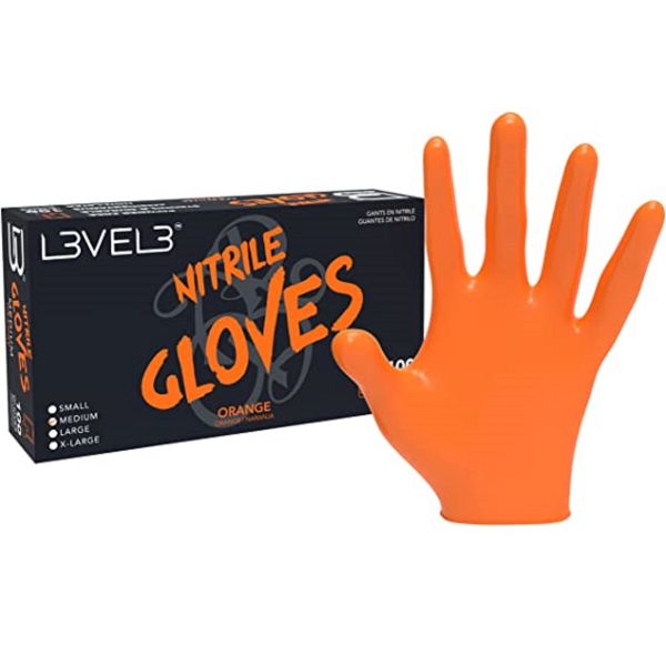 Level 3 Nitrile Gloves 100 Pcs - ORANGE [L]