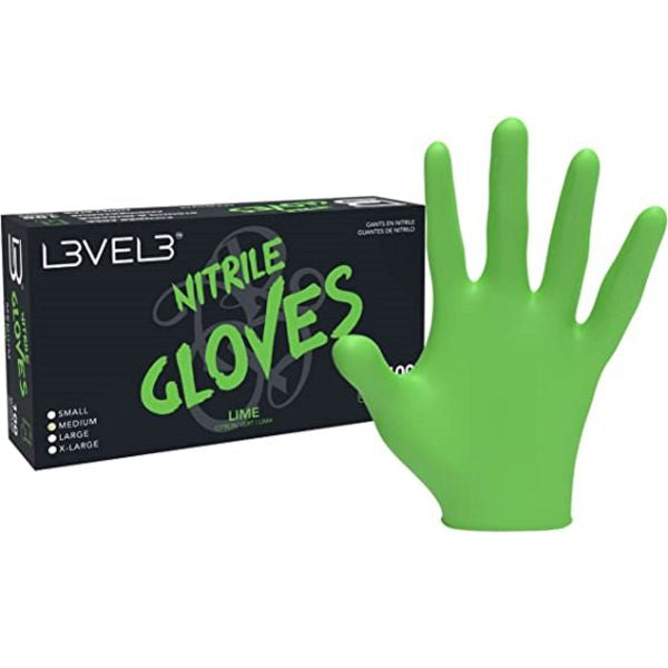 Level 3 Nitrile Gloves 100 Pcs - LIME [M]