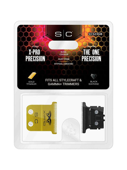 Stylecraft Fixed X-Pro Precision Gold Titanium Trimmer Blade with DLC The One Precision Deep Tooth Cutter SC523GB