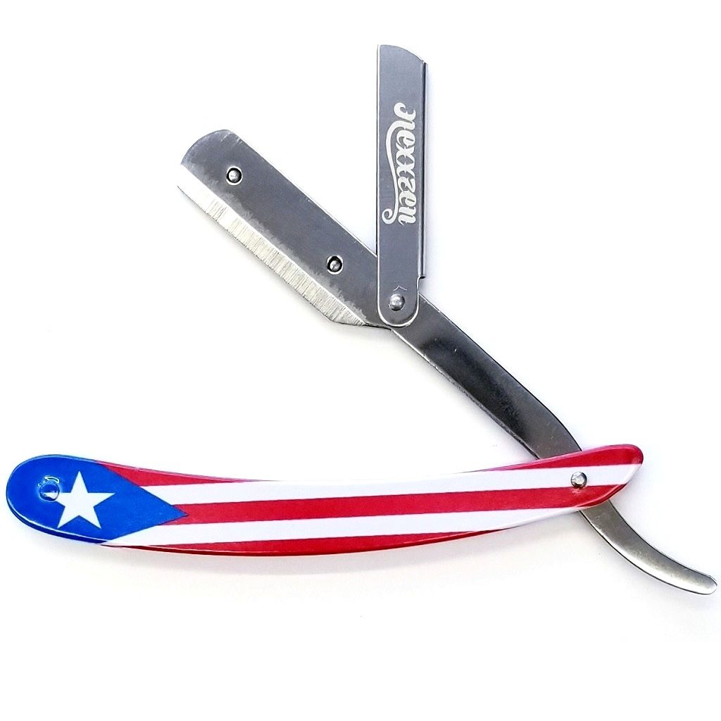 Nexxzen Professional Barber Swing Lock All Metal Razor -Puerto Rican Flag #NZR040-PF